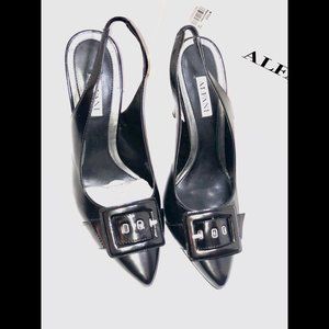 Alfani Arden Black Buckle Slingback Heels